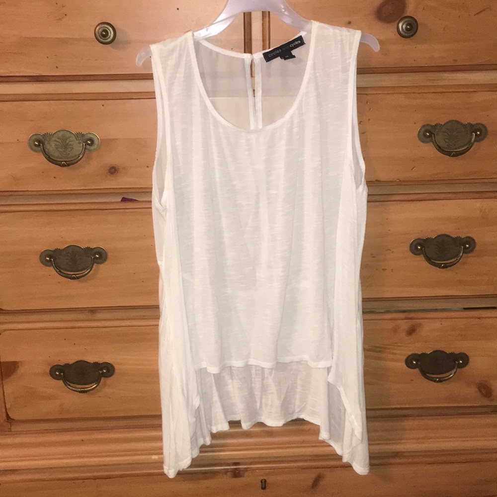 Dressy white high-low tank top